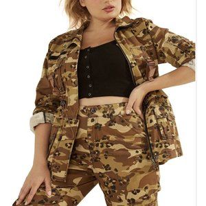 Guess Women’s Camo Print Cargo Jacket Military Inspired Size S